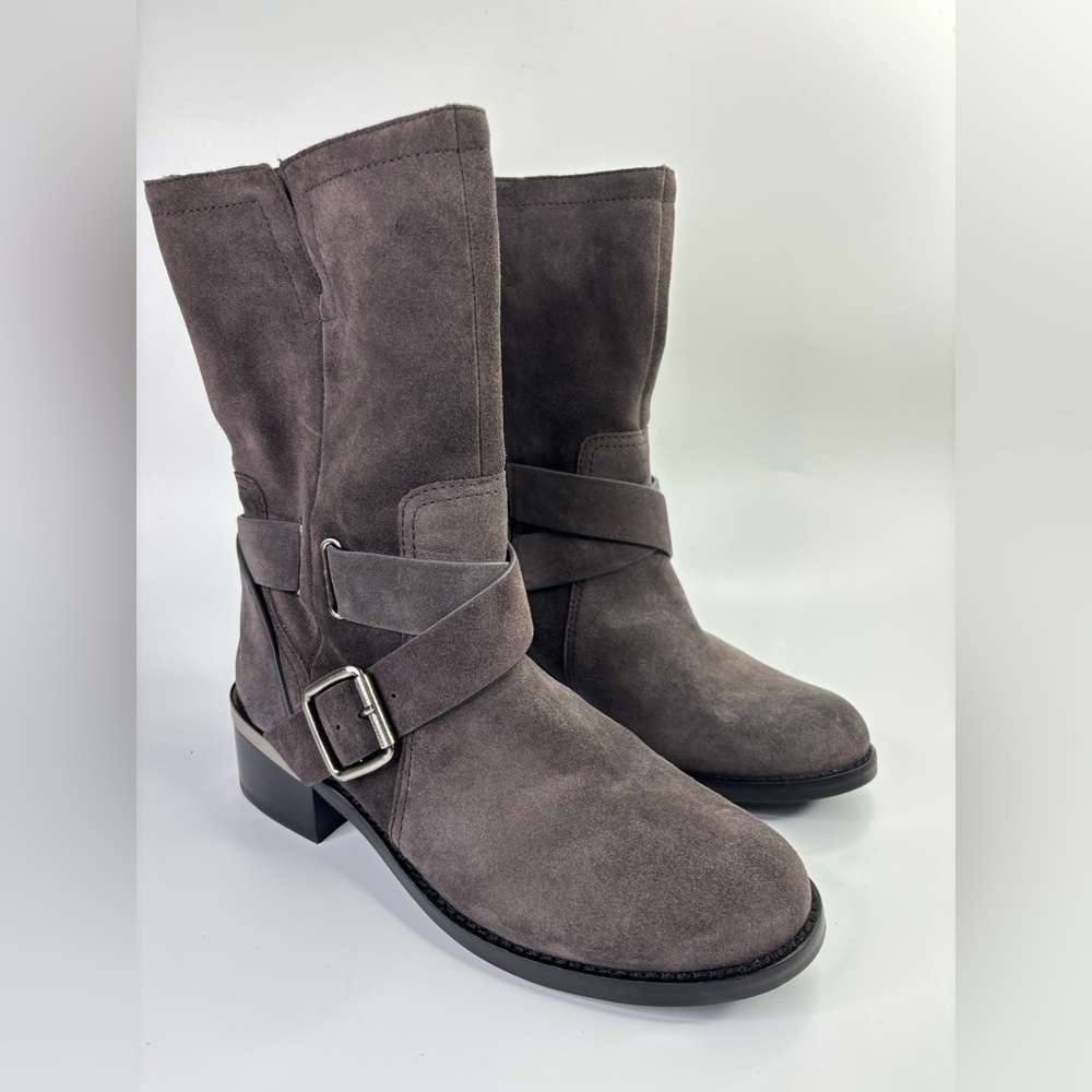 Wethima Suede Mid Calf Boots Vince Camuto Gray Zip Western Festival Fall 8.5 - Picture 6 of 11
